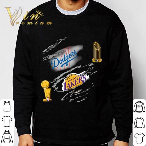 Inside Me Los Angeles Dodgers and Los Angeles Lakers Torn shirt