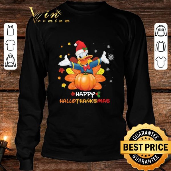 Awesome Turkey Santa Donald Duck Happy Hallothanksmas Thanksgiving Christmas shirt
