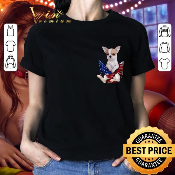Awesome Chihuahua in tiny pocket American flag shirt