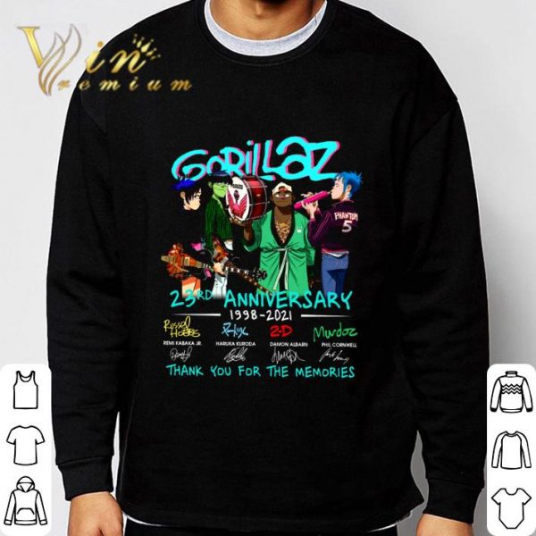 Gorillaz 23rd Anniversary 1998-2021 Signatures Thank You Memories shirt