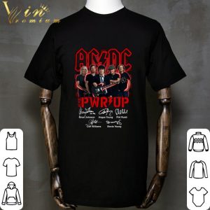 Power Up ACDC Band PWR Up Signatures Brian Johnson Angus Young shirt 1