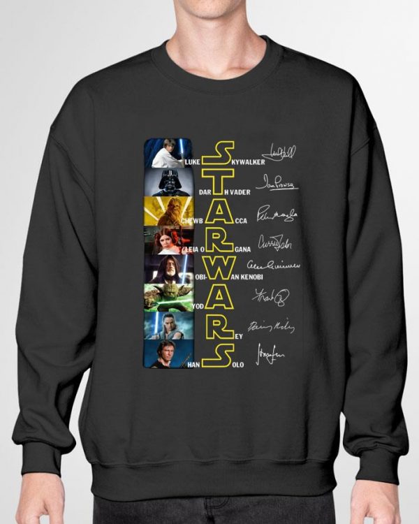 Funny Star Wars Characters Signatures Luke Skywalker Darth Vader Leia shirt
