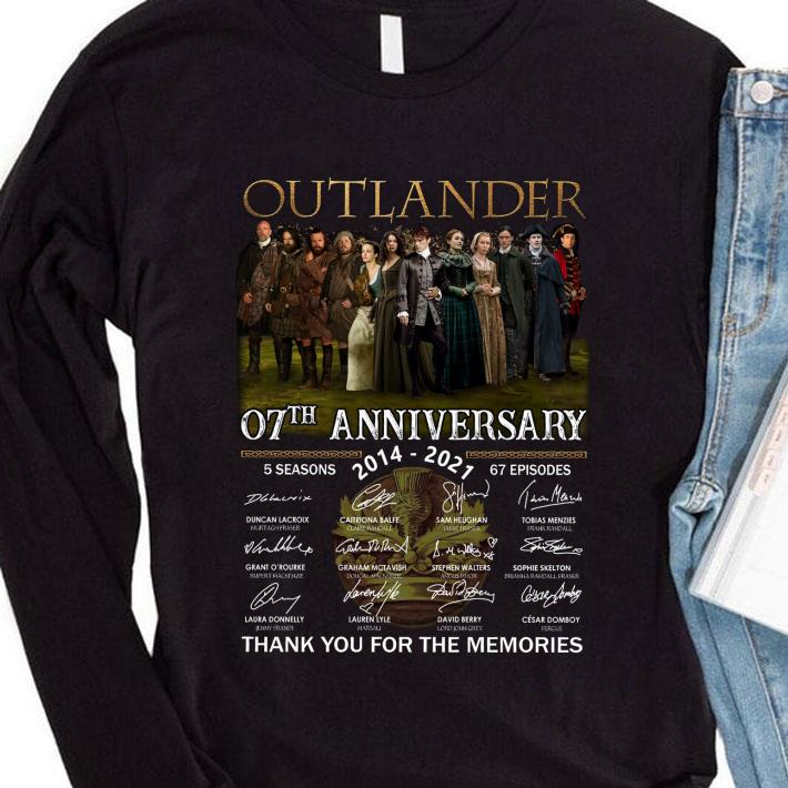 5ee58c1f hot outlander 07th anniversary 2014 2021 5 seasons 67 ep signatures shirt 4 - Hot Outlander 07th Anniversary 2014-2021 5 Seasons 67 Ep Signatures shirt