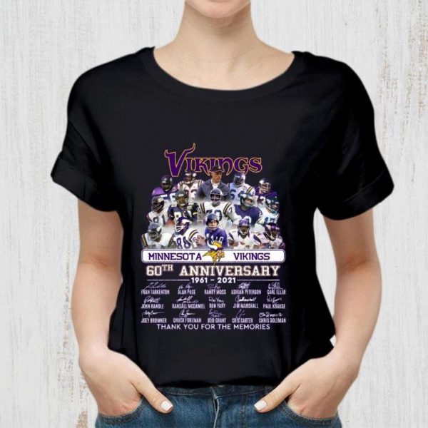 Original Team Minnesota Vikings 60th anniversary 1961-2021 signatures shirt