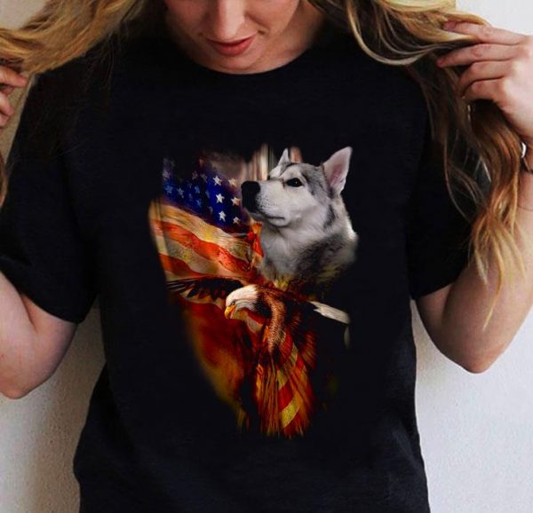 Alaskan Malamute American Flag Wings shirt