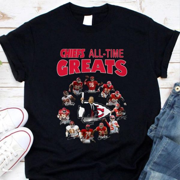 Premium Kansas City Chiefs All Time Greats Signatures and coach shirt