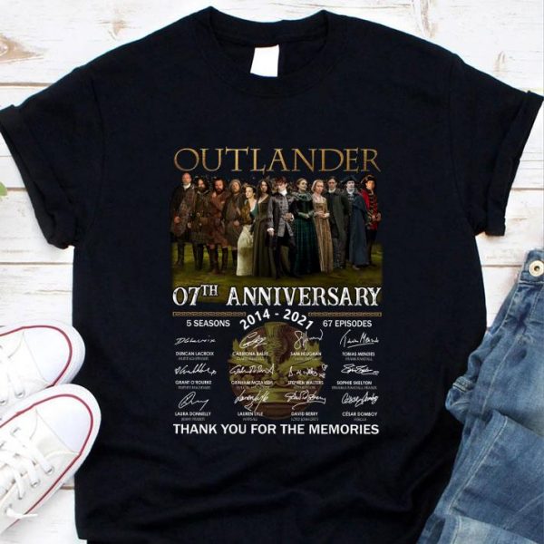 Hot Outlander 07th Anniversary 2014-2021 5 Seasons 67 Ep Signatures shirt