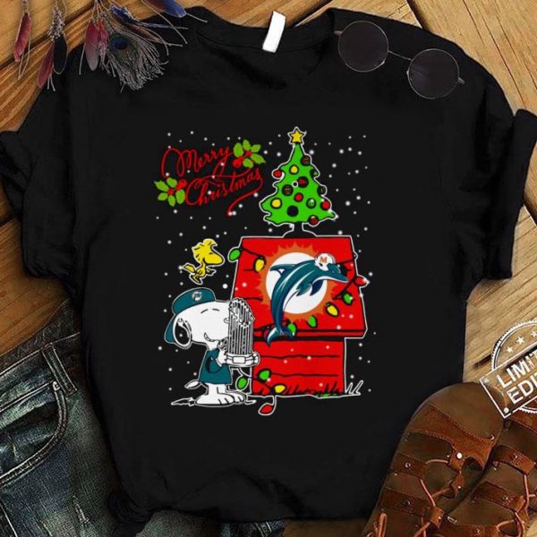 Best Snoopy Woodstock Miami Dolphins Merry Christmas shirt