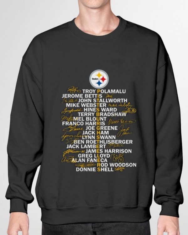 Official Pittsburgh Steelers Signatures Troy Polamalu Jerome Bettis shirt