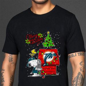 Best Snoopy Woodstock Miami Dolphins Merry Christmas shirt 2