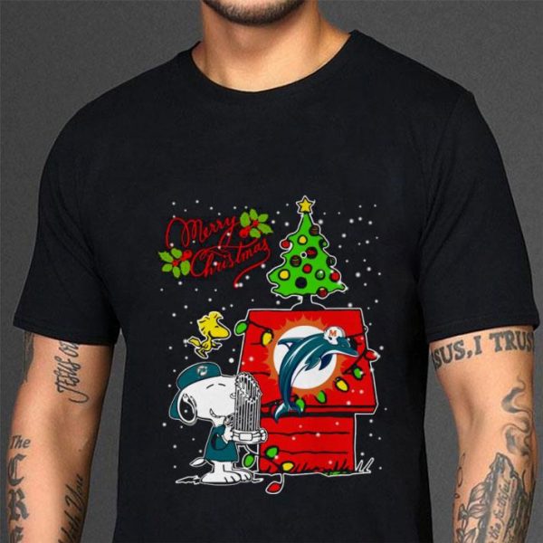 Best Snoopy Woodstock Miami Dolphins Merry Christmas shirt