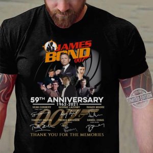 Funny 59th Anniversary James Bond 007 Signatures Thank You For The Memories shirt 2