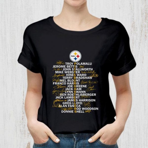 Official Pittsburgh Steelers Signatures Troy Polamalu Jerome Bettis shirt