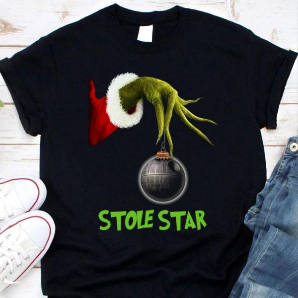 Premium Star Wars Hand Grinch Hold Stole Star Death Star Christmas shirt