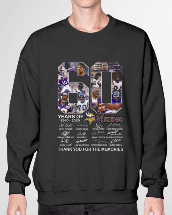 Awesome 60 Years Of 1960-2020 Vikings Signed Thank You For The Memories shirt