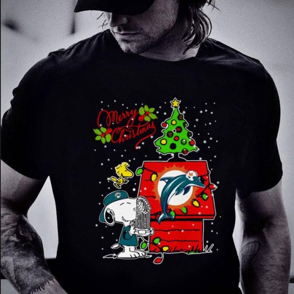 Best Snoopy Woodstock Miami Dolphins Merry Christmas shirt
