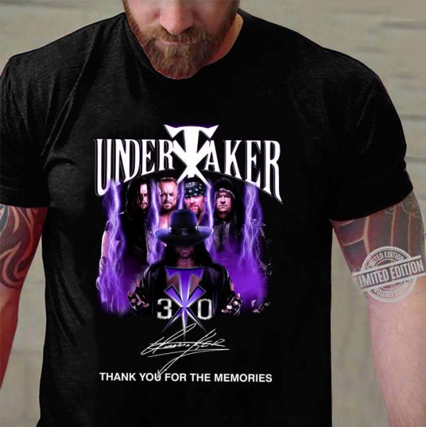 Official RIP Undertaker 30 years WWE signature thank you for the memories shirt