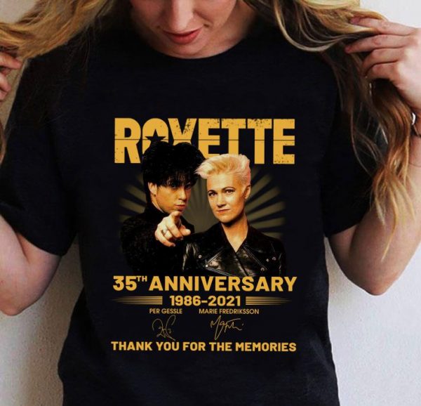 Roxette Band Rock 35th Anniversary 1986-2021 Signatures shirt