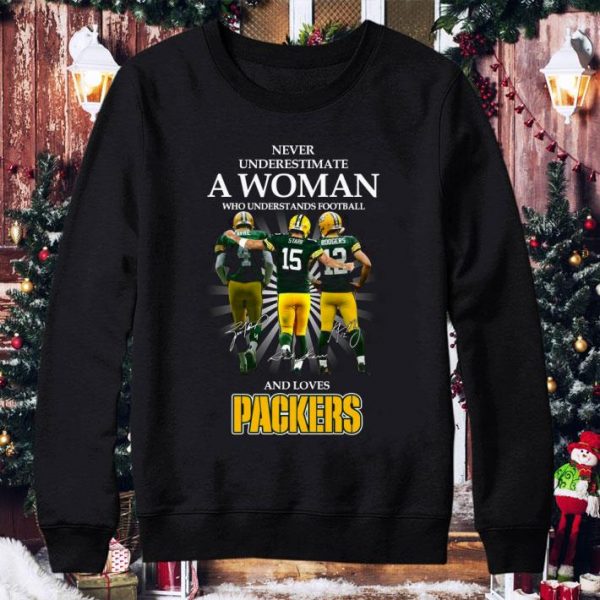 Brett Favre Bart Starr Aaron Rodgers Never underestimate a woman who understands Packers shirt
