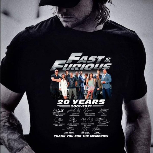 Original All character Fast & Furious 20 Years 2001-2021 Signatures Thank You For The Memories shirt