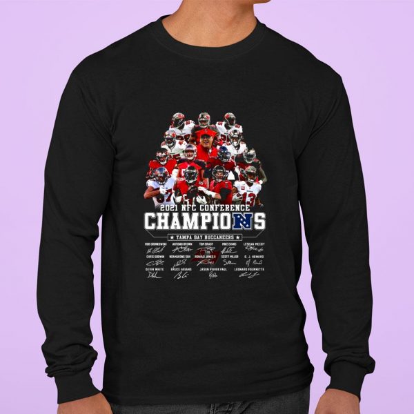 Hot Team Tampa Bay Buccaneers signatures 2021 NFC Conference Champions shirt