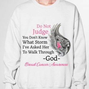 Lion Do Not Judge You Don't Know What Storm Breast Cancer Awareness shirt 2