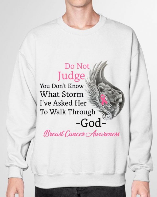 Lion Do Not Judge You Don't Know What Storm Breast Cancer Awareness shirt
