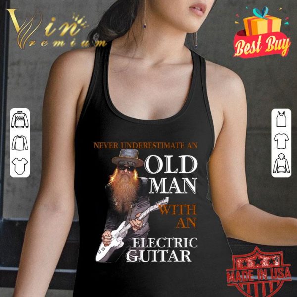 Official Never Underestimate An Old Man With An Electric Guitar shirt
