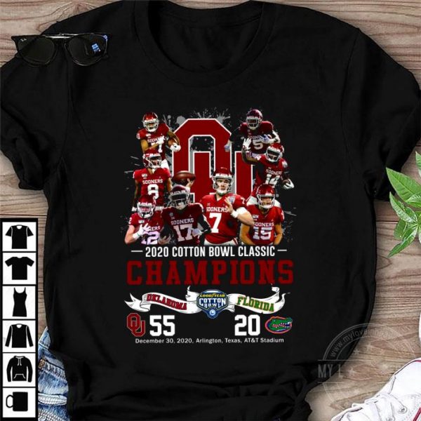 Funny Oklahoma Sooners 2020 Cotton Bowl Classic Champions Oklahoma 55-20 Florida shirt