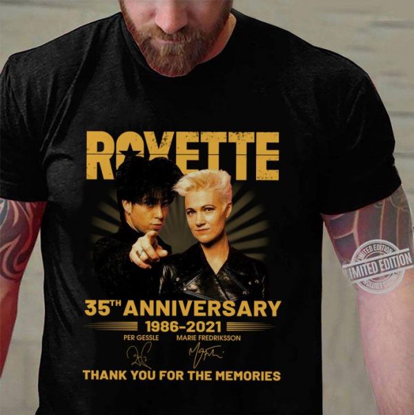 Roxette Band Rock 35th Anniversary 1986-2021 Signatures shirt