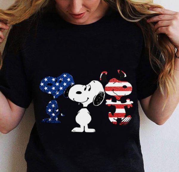 Awesome Snoopy American Flag Blue White Red shirt