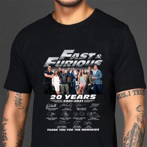 Original All character Fast & Furious 20 Years 2001-2021 Signatures Thank You For The Memories shirt 2