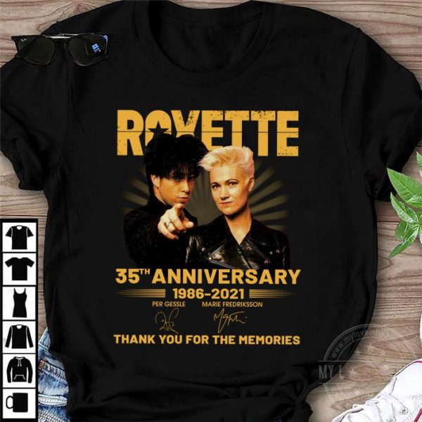 Roxette Band Rock 35th Anniversary 1986-2021 Signatures shirt