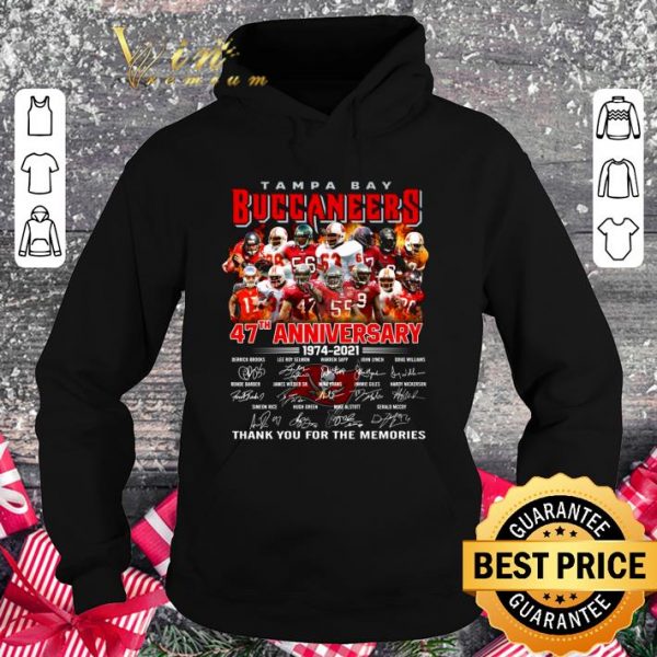 Best Thank You Memories Tampa Bay Buccaneers 47th Anniversary 1974-2021 Signed shirt