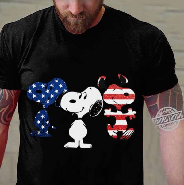 Awesome Snoopy American Flag Blue White Red shirt