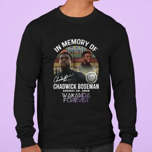 Awesome Vintage In Memory Of Black Panther RIP Chadwick Boseman Signed August 28 2020 Wakanda Forever shirt 2