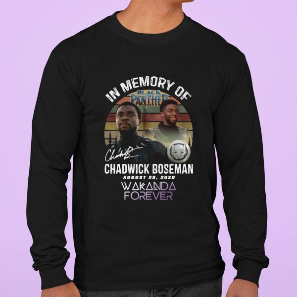 Awesome Vintage In Memory Of Black Panther RIP Chadwick Boseman Signed August 28 2020 Wakanda Forever shirt