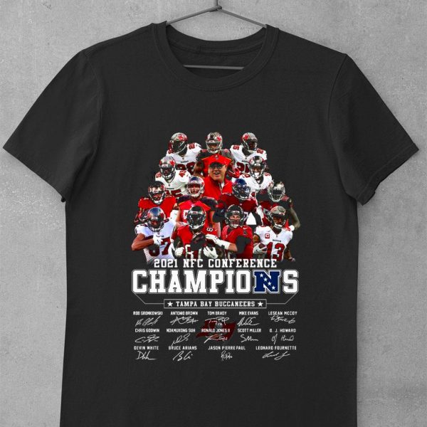 Hot Team Tampa Bay Buccaneers signatures 2021 NFC Conference Champions shirt