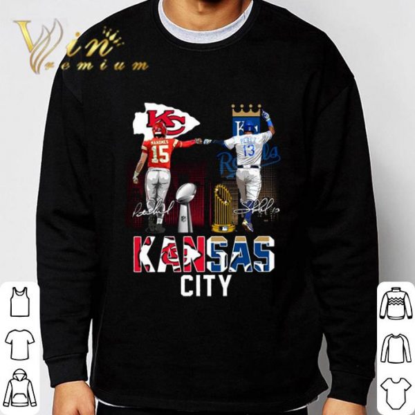 Patrick Mahomes Salvador Pérez Signatures Kansas City Chiefs Kansas City Royals Shirt