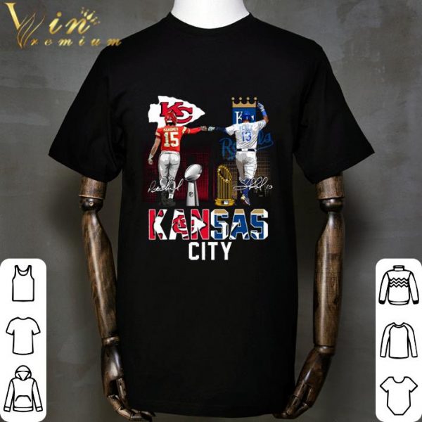 Patrick Mahomes Salvador Pérez Signatures Kansas City Chiefs Kansas City Royals Shirt