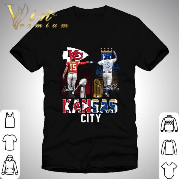 Patrick Mahomes Salvador Pérez Signatures Kansas City Chiefs Kansas City Royals Shirt
