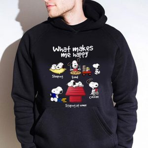 Hot Snoopy What Makes Me Happy Sleeping Food Read Book Coffee Staying At Home shirt 3