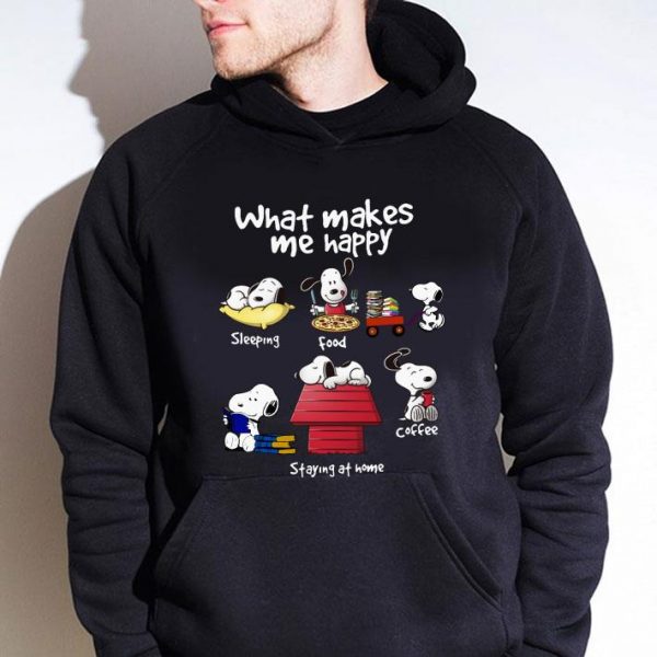 Hot Snoopy What Makes Me Happy Sleeping Food Read Book Coffee Staying At Home shirt