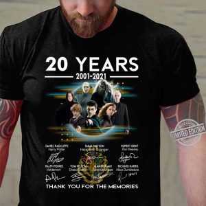 Awesome 2021 Official Harry Potter 20 years 2001-2021 signatures thank you for the memories shirt 2