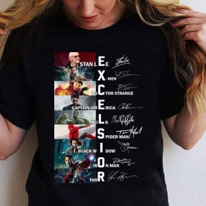 Original Excelsior Stan Lee Marvel Character Signatures shirt 1