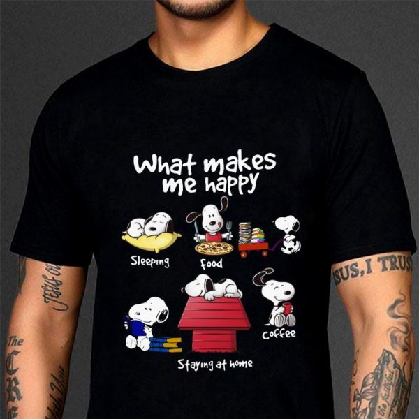 Hot Snoopy What Makes Me Happy Sleeping Food Read Book Coffee Staying At Home shirt