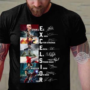 Original Excelsior Stan Lee Marvel Character Signatures shirt 2