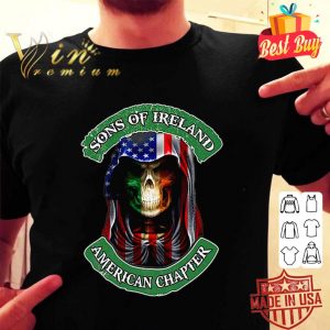 Best Skull Sons Of Ireland American Flag Chapter St. Patrick's day shirt 1