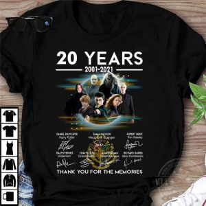 Awesome 2021 Official Harry Potter 20 years 2001-2021 signatures thank you for the memories shirt