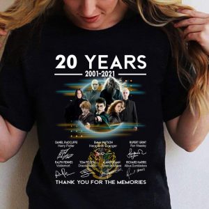 Awesome 2021 Official Harry Potter 20 years 2001-2021 signatures thank you for the memories shirt